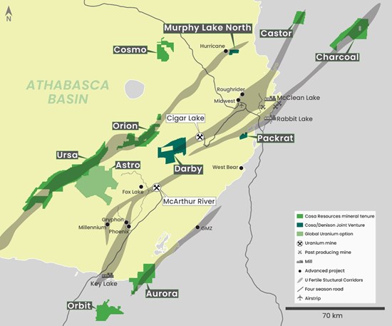 Cosa Identifies Over 25 km of Prospective Conductive Strike Length at the Astro Uranium Project, Athabasca Basin, Saskatchewan