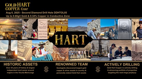 Gold Hart Copper Second Drill Hole at Tolita Asset Intercepts Long Gold Copper & Molybdenum Intervals Including Higher Grades Than First Hole