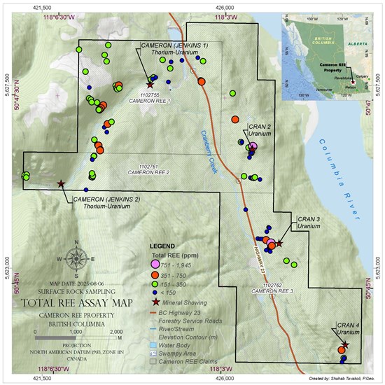 Powermax Minerals Reports Encouraging Rare Earth Element (REE) Assay Results from Phase 1 Program at Cameron Project, British Columbia